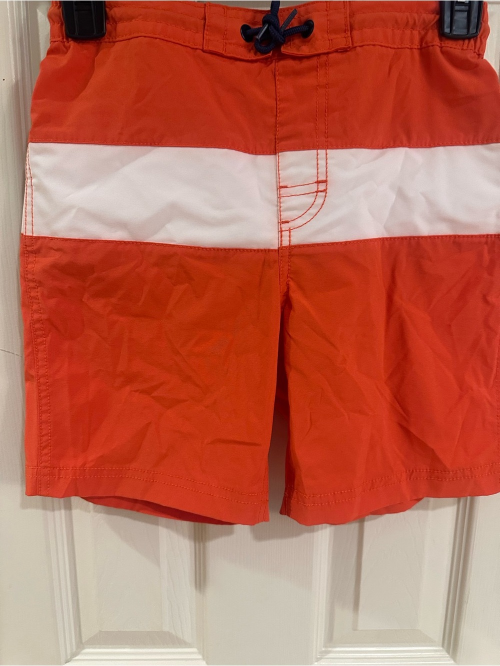 Old Navy Orange and White Stripe Kids Swim Trunks